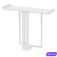 Narrow hallway console table, black solid wood and gold metal, small size 3D Model Corona