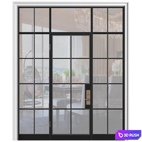 Interroom modern Art Deco style door. Glass partition. Entrance Art Deco Interior Door 3D Model Vray, Corona