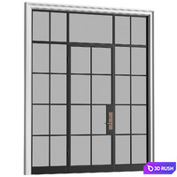 Interroom modern Art Deco style door. Glass partition. Entrance Art Deco Interior Door 3D Model Vray, Corona