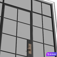 Interroom modern Art Deco style door. Glass partition. Entrance Art Deco Interior Door 3D Model Vray, Corona