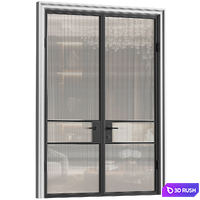 Interroom modern Art Deco style Doors. Glass fluted partition. Entrance Loft Interior Doors 3D Model Vray, Corona