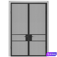 Interroom modern Art Deco style Doors. Glass fluted partition. Entrance Loft Interior Doors 3D Model Vray, Corona