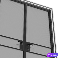 Interroom modern Art Deco style Doors. Glass fluted partition. Entrance Loft Interior Doors 3D Model Vray, Corona