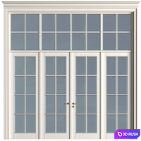 French Interior doors in classic style. French Art Deco Modern Door Partition.Entrance to the house 3D Model Vray, Corona