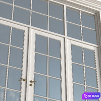 French Interior doors in classic style. French Art Deco Modern Door Partition.Entrance to the house 3D Model Vray, Corona
