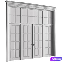 French Interior doors in classic style. French Art Deco Modern Door Partition.Entrance to the house 3D Model Vray, Corona