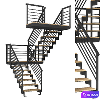Staircase 019 3D Model Vray, Corona
