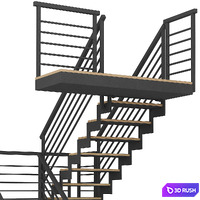 Staircase 019 3D Model Vray, Corona