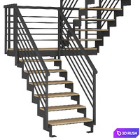 Staircase 019 3D Model Vray, Corona