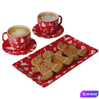 Coffee and ginger cookies 001 3D Model Vray, Corona
