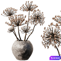 Dry Pampas in old pot 3D Model Vray, Corona