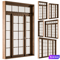 Classic Wooden - Windows Set 25 3D Model Vray, Corona