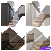 Stair modern 3m 3D Model Vray, Corona