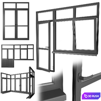 A set of black window panes for a loggia and a balcony 3D Model Vray, Corona