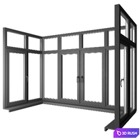 A set of black window panes for a loggia and a balcony 3D Model Vray, Corona