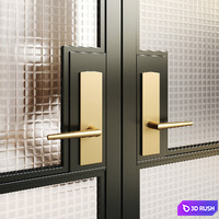 Art deco door - interior doors 120 - glass double door 3D Model Vray, Corona