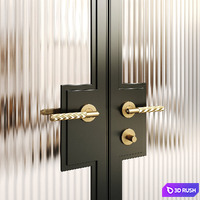 Art deco door - interior doors 120 - glass double door 3D Model Vray, Corona