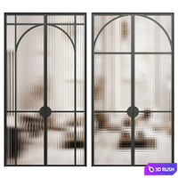 Art deco door - Interior door 124 - glass double door 3D Model Vray, Corona