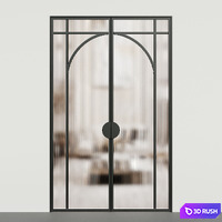 Art deco door - Interior door 124 - glass double door 3D Model Vray, Corona