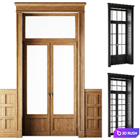 Classical Wooden Window/Door 3D Model Vray, Corona