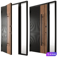 Wooden Front Door - Set 93 3D Model Vray, Corona
