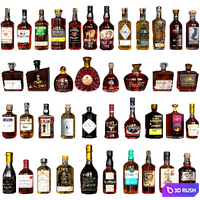 WHISKEY AND COGNAC BOTTLE COLLECTION NO7 40 BOTTLES 3D Model Vray, Corona
