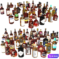 WHISKEY AND COGNAC BOTTLE COLLECTION NO7 40 BOTTLES 3D Model Vray, Corona