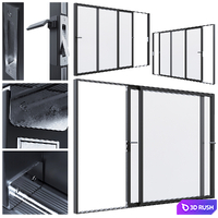 Set of sliding metal windows and doors 3D Model Vray, Corona