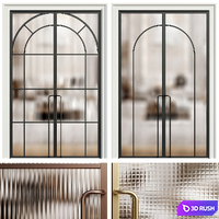 Art deco door - Entrance glass double door - Interior door 177 3D Model Vray, Corona