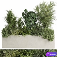 Concrete box plants on stand - set indoor plant 445 3D Model Vray, Corona