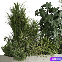 Concrete box plants on stand - set indoor plant 445 3D Model Vray, Corona