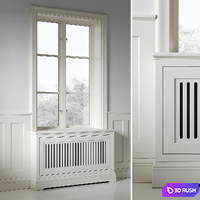 Classic window with radiator screen 001 3D Model Vray, Corona