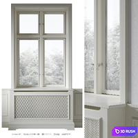 Classic window with radiator screen 002 3D Model Vray, Corona
