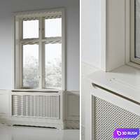 Classic window with radiator screen 002 3D Model Vray, Corona
