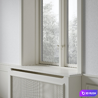 Classic window with radiator screen 002 3D Model Vray, Corona