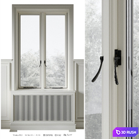 Classic window with radiator screen 003 3D Model Vray, Corona