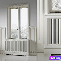 Classic window with radiator screen 003 3D Model Vray, Corona