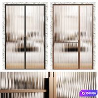 Art deco door - Interior door 187 - glass double door 3D Model Vray, Corona
