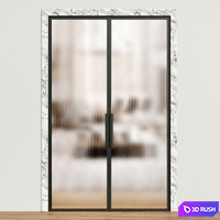 Art deco door - Interior door 187 - glass double door 3D Model Vray, Corona