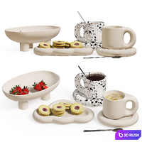 Chubby Set for tea drinking 3D Model Vray, Corona