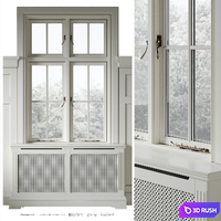Classic window with radiator screen 004 3D Model Vray, Corona