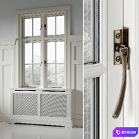 Classic window with radiator screen 004 3D Model Vray, Corona