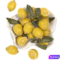 Bowl of yellow lemons 3D Model Vray, Corona
