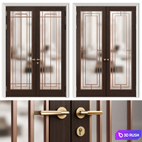 Entrance double door - Interior door 210 - wooden glass door 3D Model Vray, Corona