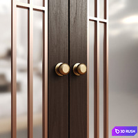 Entrance double door - Interior door 210 - wooden glass door 3D Model Vray, Corona