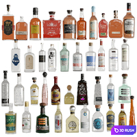 Bottles Vol 7( Whiskey, vodka, tequila) 3D Model Vray, Corona