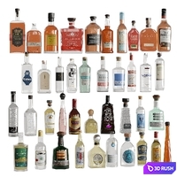 Bottles Vol 7( Whiskey, vodka, tequila) 3D Model Vray, Corona