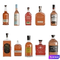 Bottles Vol 7( Whiskey, vodka, tequila) 3D Model Vray, Corona