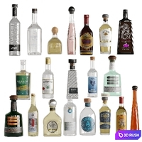 Bottles Vol 7( Whiskey, vodka, tequila) 3D Model Vray, Corona