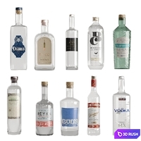 Bottles Vol 7( Whiskey, vodka, tequila) 3D Model Vray, Corona